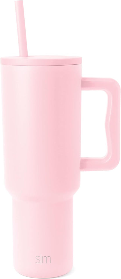 Simple Modern 40 oz Trek Tumbler with Handle and Straw Lid | Cup Holder Friendly Insulated Stainless Steel Travel Mug | Sea Glass Sage - Colors B