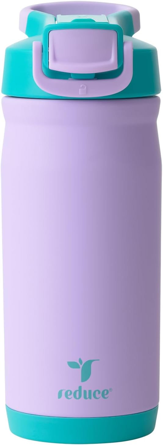 Reduce Hydrate Pro Kids 14oz Stainless Steel Insulated Water Bottle w/Straw – Spill Proof Tumbler for Kids – 30 Hour Cold Retention – Dishwasher Safe Leak-Proof Design - Abstract Flowers