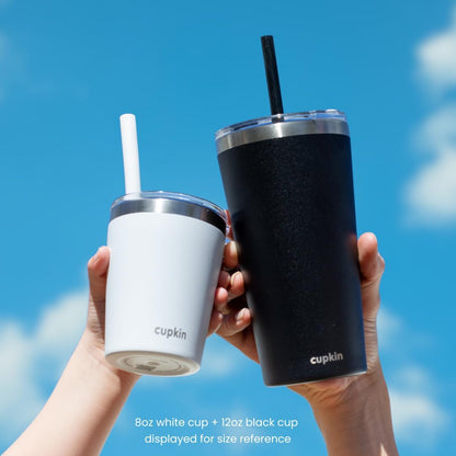 CUPKIN Stainless Steel Insulated Tumbler with Lid and Straw, 20 oz Stainless Steel Cups, Set of 2 Travel Coffee Mug for Adults, Iced Coffee Cup with Lid, Tumbler for Travel (Coral + Yellow)