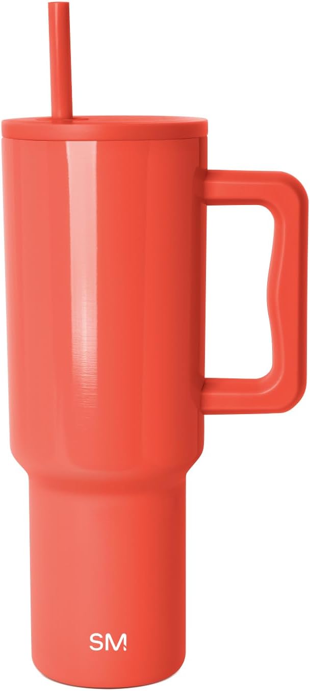 Simple Modern 40 oz Trek Tumbler with Handle and Straw Lid | Cup Holder Friendly Insulated Stainless Steel Travel Mug | Sea Glass Sage - Colors A