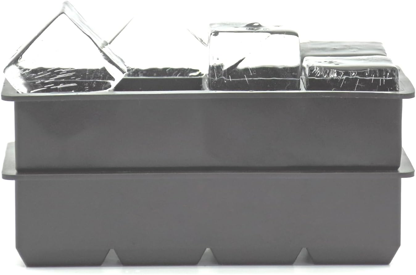 Bangp Large Ice Cube Tray for Whiskey,2 Pack Stackable Big Ice Cube Molds Make 16 Big Whiskey Ice Cubes,Easy Release Square Ice Cube Maker for Cocktails,Whiskey,Soups and Frozen Treats