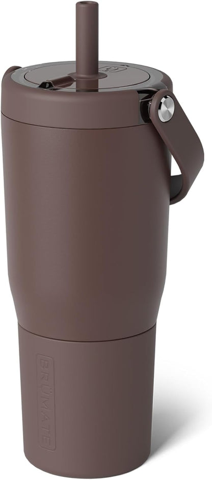 BrüMate Resa 35oz 100% Leakproof Tumbler w/Handle & Straw | Flexible SoftSip Straw | Silicone Sleeve for Durability | Stainless Steel | Cup Holder & Travel Friendly Water Bottle (Java)