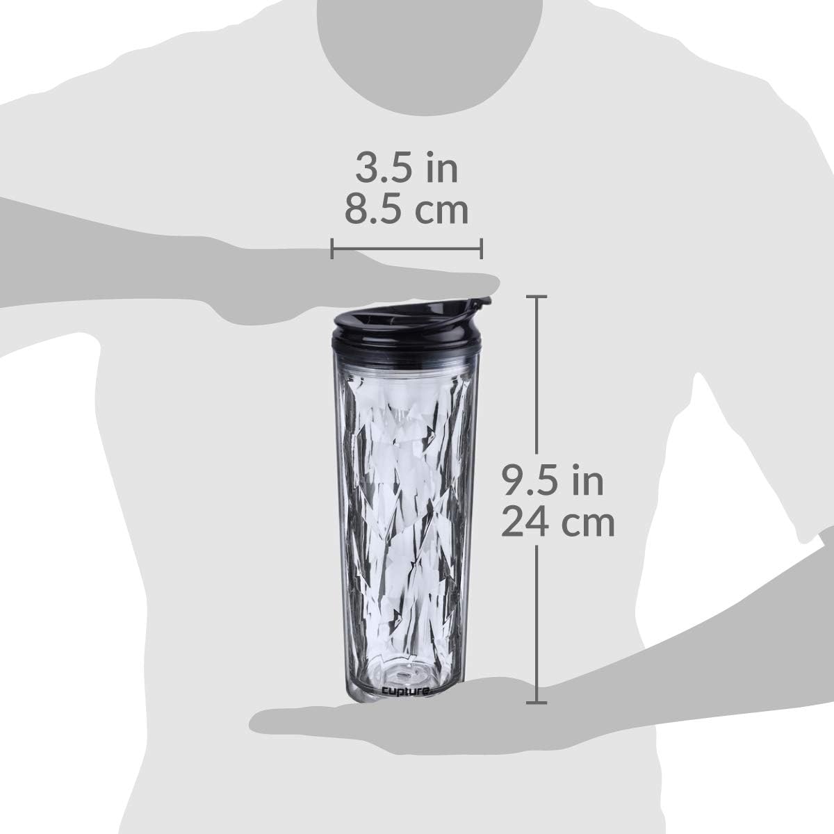 Cupture Crystal Click & Seal Shake Tumbler Cup for Hot or Cold Drinks - 22 oz (Black Diamond)