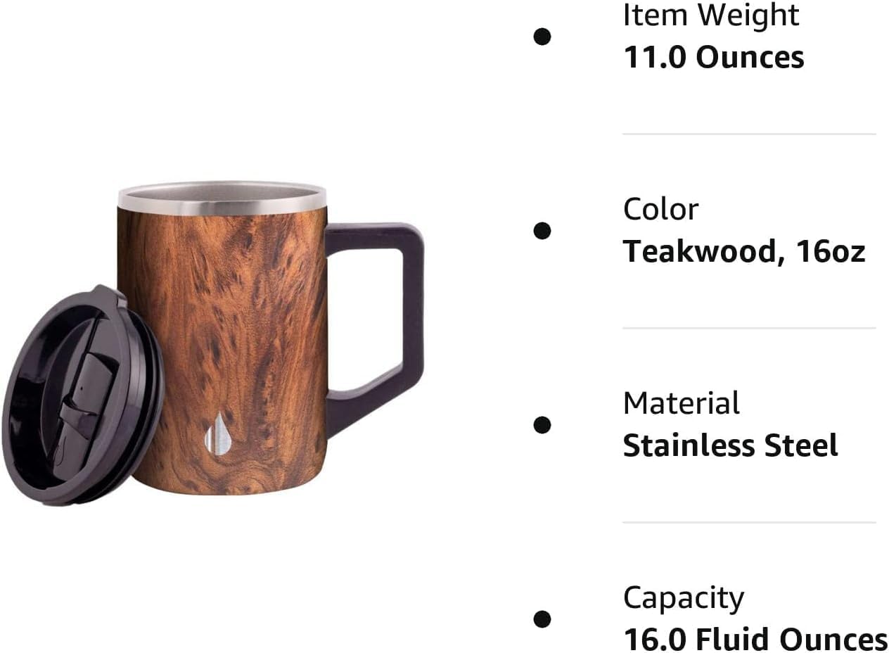 Elemental Insulated Coffee Mug - Triple-Wall Stainless Steel Summit Travel Cup for Hot and Cold Drinks - Thermal Coffee Mug with Lid and Handle for Camping, Office & Travel 16oz - Rainbow Speckle