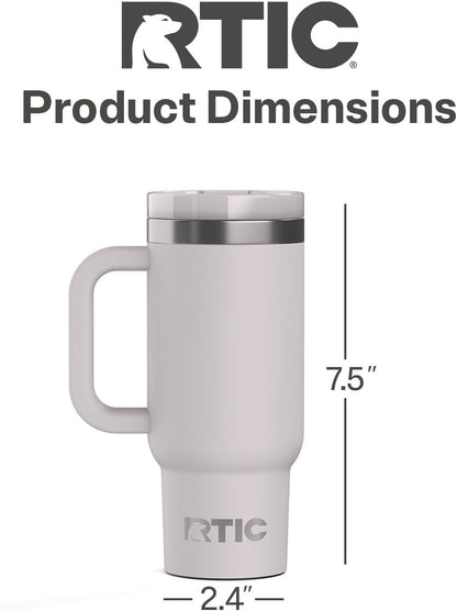 RTIC Little Road Trip Tumbler 16oz for Kids with Straw Lid and Handle, Ceramic Lined, Insulated Stainless Steel Travel Water Mug Cup, Leak-Proof, RTIC Ice Glitter