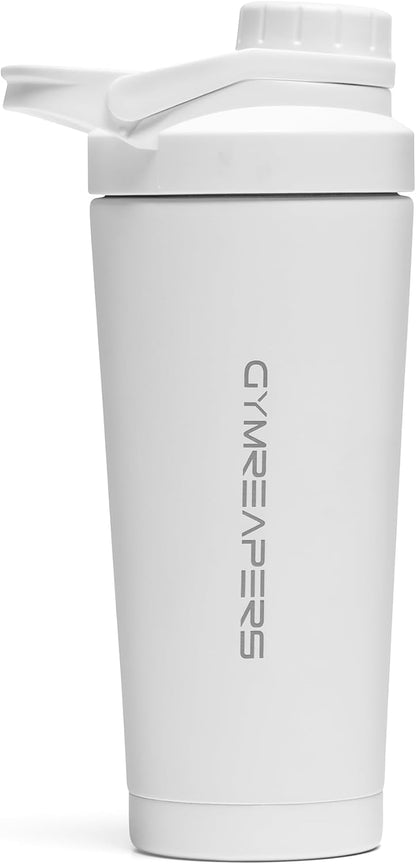 Gymreapers Stainless Steel Protein Shaker Bottle - Double Wall Insulated, Leak Proof, BPA-Free Metal Vacuum Blender Cup For Gym, Sports, Pre & Post-Workout Cold Hydration - 26 OZ (Black)