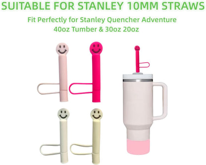 Silicone Straw Covers Cap Compatible with Stanley Cup 30 40 oz-Dust-Proof Reusable Straw Cover for Tumblers and Water Bottles