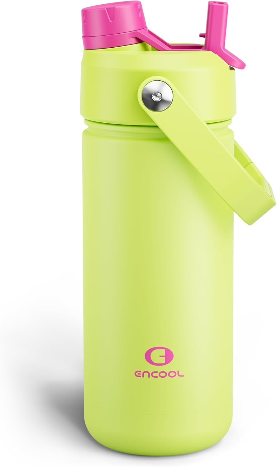 ENCOOL Insulated Water Bottle with Straw Stainless Steel Water Bottle, Leak-Proof, BPA-Free, Double Wall Vacuum Keeps Cold for 24 Hours for Sports, Travel, School (26 oz, Cotton Candy) - Colors A