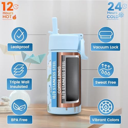 Lexlion Tea Infuser Water Bottle 32 Oz – Triple Wall Insulated Stainless Steel, Loose Leaf & Fruit Strainer, 3 Leakproof Lids, BPA-Free Silicone Sleeve, Reusable Thermal Mug