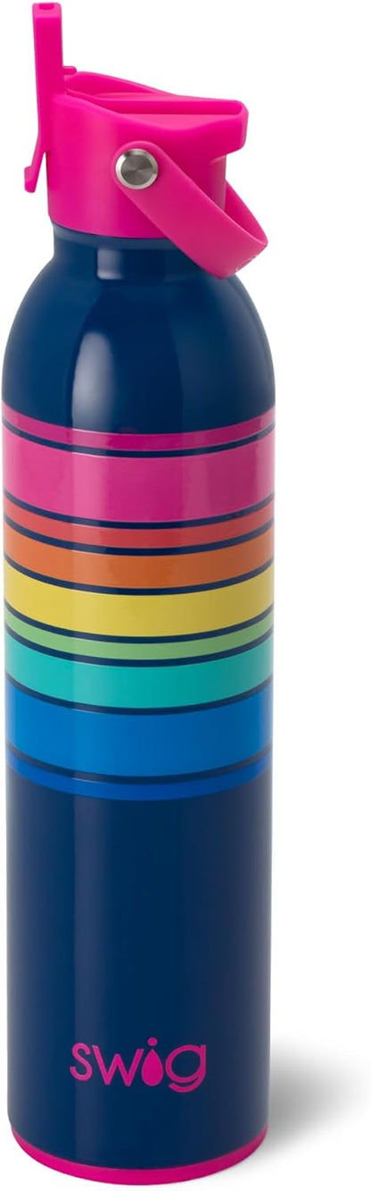 Swig Life 36oz Insulated Water Bottle, Travel Water Bottle with Straw and Lid, Cup Holder Friendly, Stainless Steel (Pickleball)