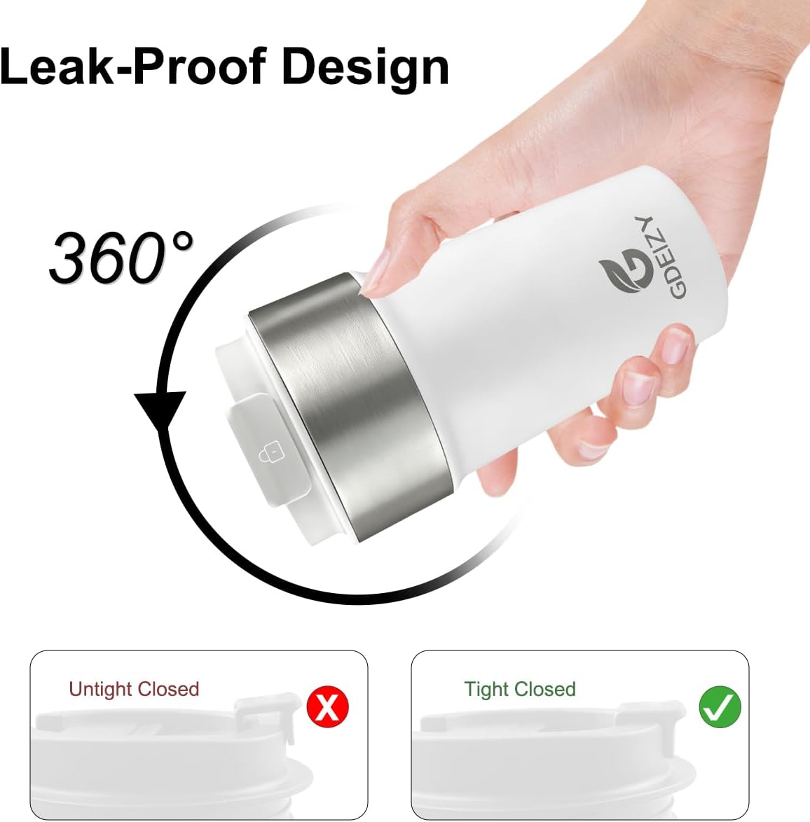 17oz Double Wall Stainless Steel Vacuum Insulated Travel Mug, Spill-Proof & Leak-Proof Coffee Mug, BPA-Free Reusable Coffee Cup for Hot & Cold Drinks, Black (Black)
