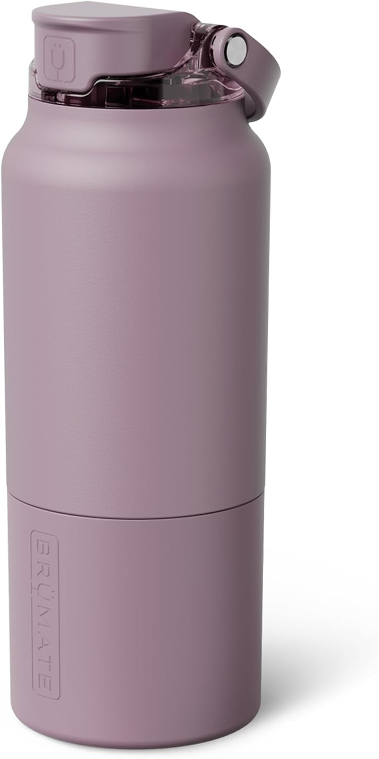 BrüMate Rise 25oz Water Bottle With 100% Leakproof Covered Silicone Straw | Insulated Stainless Steel Water Bottle | Cup-Holder Friendly | Fast Flow | Soft Sip Silicone Spout | BPA-Free (Rose Taupe)