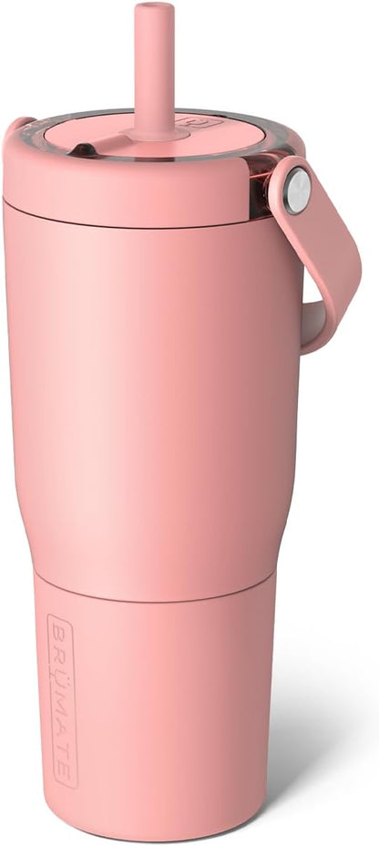 BrüMate Resa 35oz 100% Leakproof Tumbler w/Handle & Straw | Flexible SoftSip Straw | Silicone Sleeve for Durability | Stainless Steel | Cup Holder & Travel Friendly Water Bottle (Java)