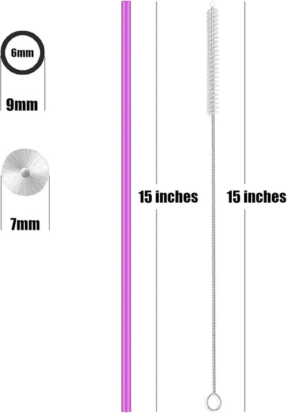 ALINK 15 inch Extra Long Reusable Silicone Straws, 4-Pack Flexible Straws for Stanley 40 oz Tumbler, 1 Gallon Water Bottles, 128 64 30 oz Jug Cup with Cleaning Brush