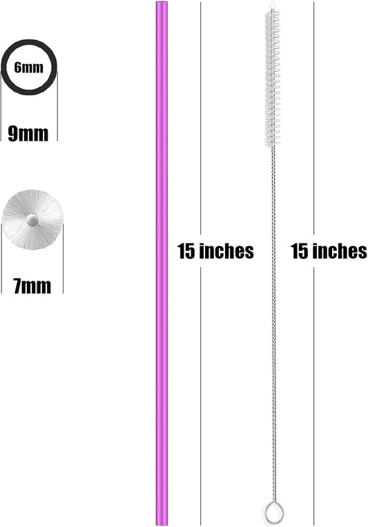ALINK 15 inch Extra Long Reusable Silicone Straws, 4-Pack Flexible Straws for Stanley 40 oz Tumbler, 1 Gallon Water Bottles, 128 64 30 oz Jug Cup with Cleaning Brush