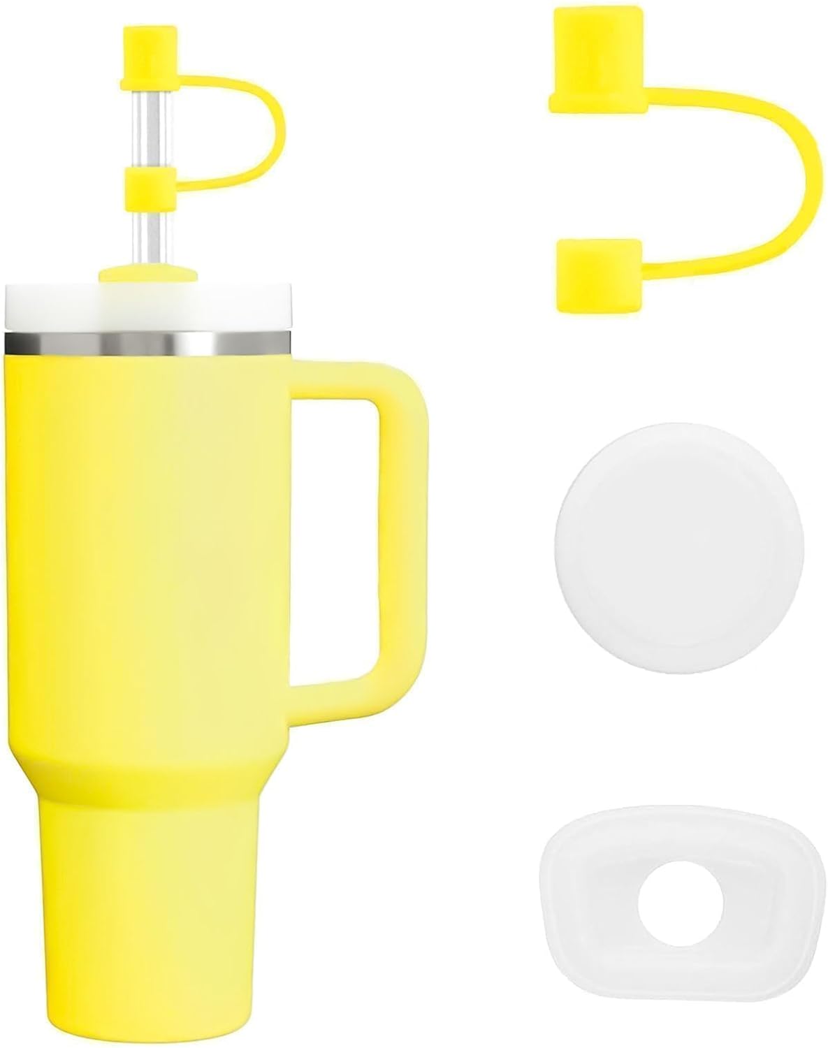 MOLOSLEEVE 21 Colors Straw Toppers Include A Set of Leak-proof Plugs, for Stanley Straw Covers Cap for Stanley Cup 2.0 30oz, 40oz, Silicone, Dust-Proof （Clear）
