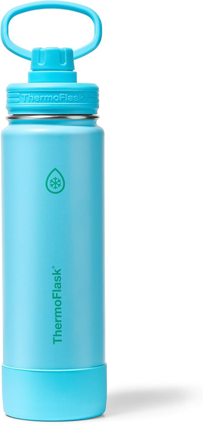 ThermoFlask Insulated Water Bottle with Spout Lid (24 oz, Lemonade Stand) - Leakproof, Stainless Steel Water Bottle for Cold & Hot Drinks, Travel & Daily Hydration