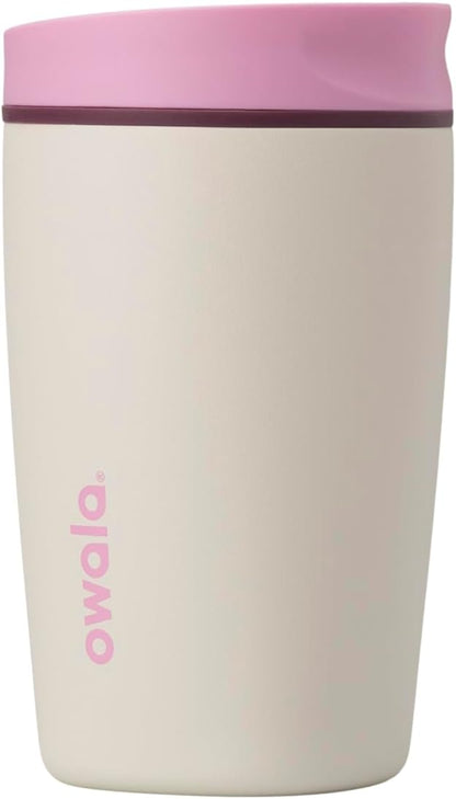 Owala SmoothSip Slider Insulated Stainless Steel Coffee Tumbler, Reusable Iced Coffee Cup, Hot Coffee Travel Mug, BPA Free 20 oz, Grey/Blue (High Dive)