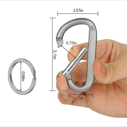 CampTek Carabiner Caribeaner Clip,3" Large Aluminum D Ring Shape Carabeaner with Keyring Keychain Hook