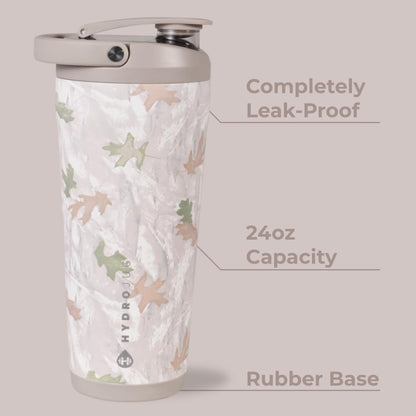 HydroJug 24 oz New Stainless Steel Shaker – Insulated, Leakproof, BPA-Free with Silent Mixing Grate – No Clumps, No Noise – Premium Shaker for Fitness, Sports & Everyday Use, Black