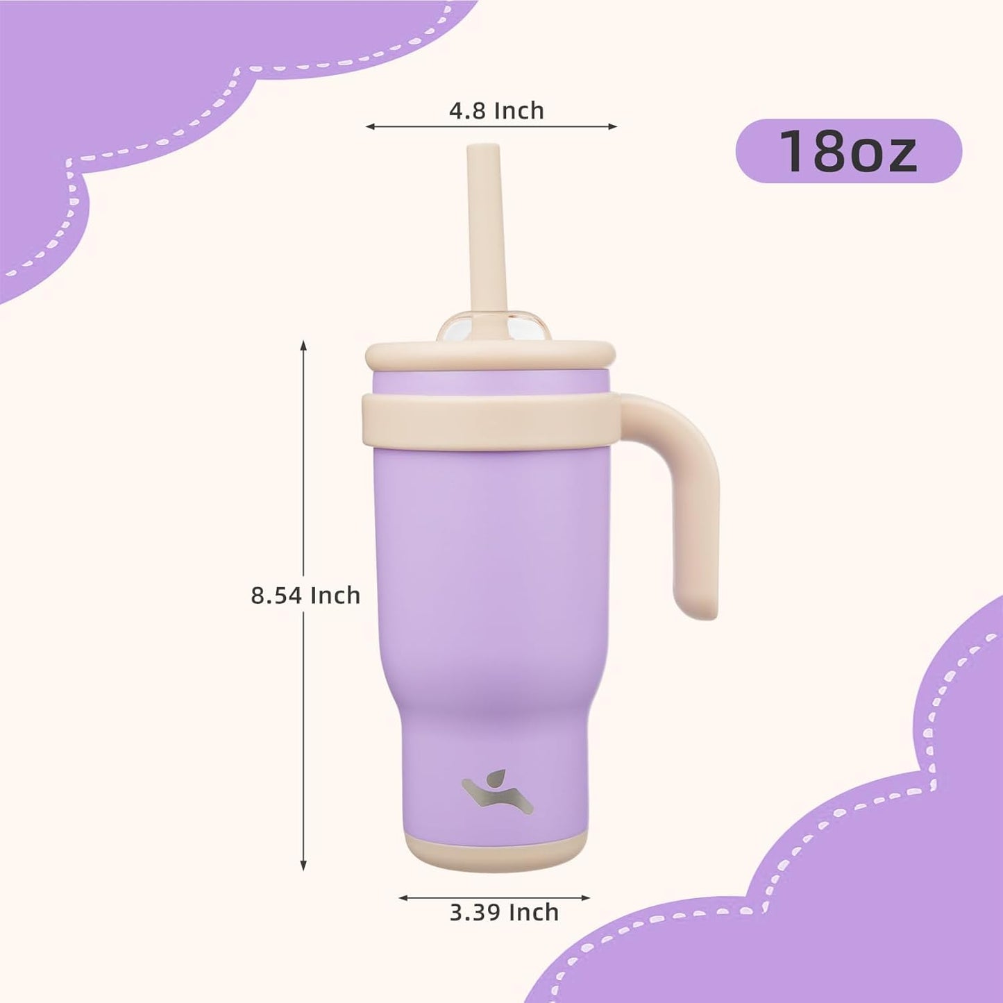 Konokyo 30 oz Tumbler with Side Handle, Insulated Water Bottle with Straw and 2 in 1 Lid, Stainless Steel Cup Travel Coffee Mug for Sports Office Gym,Purple