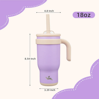 Konokyo 30 oz Tumbler with Side Handle, Insulated Water Bottle with Straw and 2 in 1 Lid, Stainless Steel Cup Travel Coffee Mug for Sports Office Gym,Purple