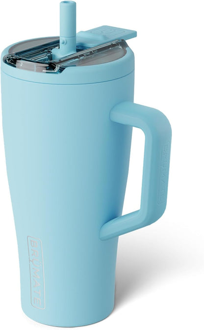 BrüMate Era Flip 30oz Tumbler with 100% Leakproof Covered Straw Lid | Hygienic Covered Straw | Insulated Stainless Steel Water Bottle with Handle | Cup Holder Friendly | BPA-Free (Sage)