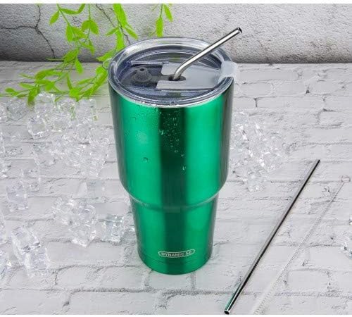 D·S 30oz Blue Tumbler Stainless Steel Double Wall Vacuum Insulated Mug with Straw and Lid, Cleaning Brush for Cold and Hot Beverages