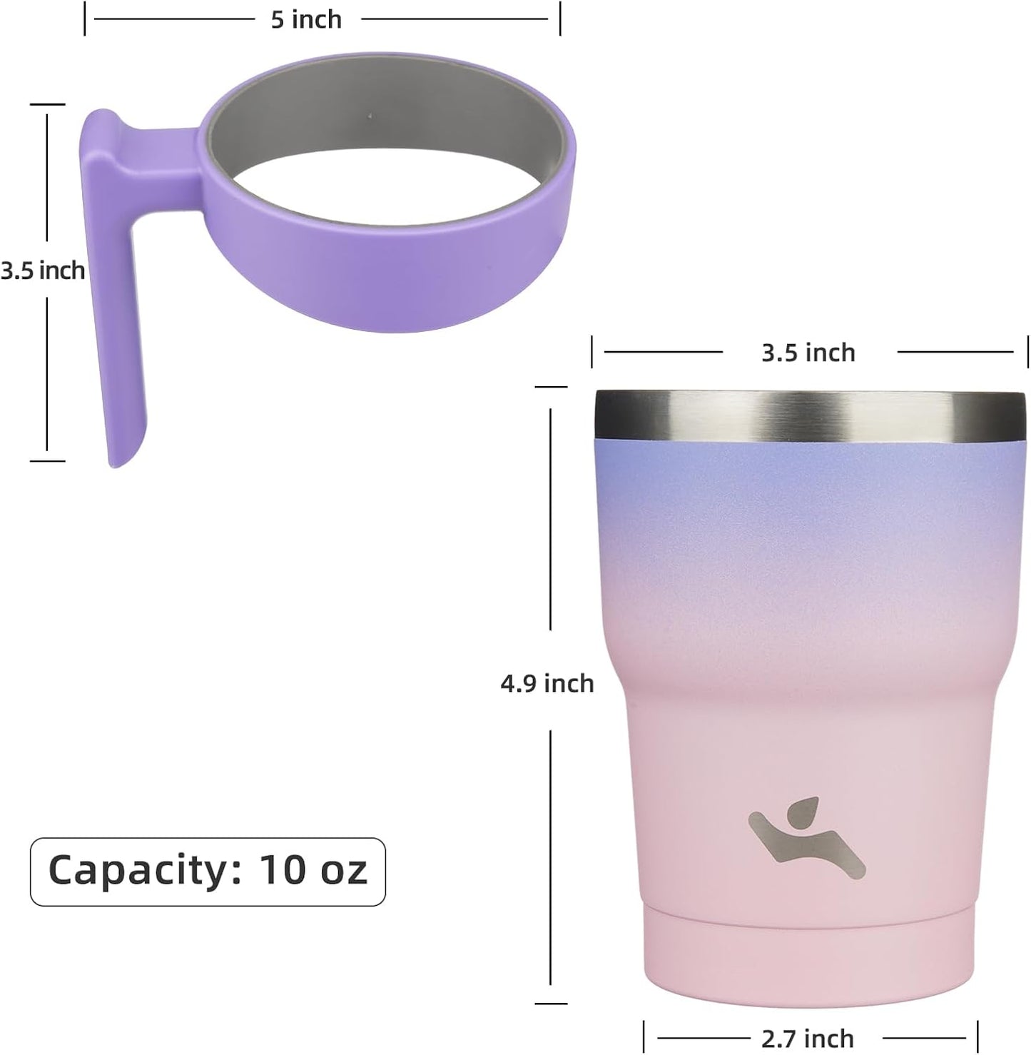 Konokyo 20 oz Tumbler with Handle and 2 Straw 2 Lid, Insulated Water Bottle Stainless Steel Vacuum Cup Reusable Travel Mug,Black
