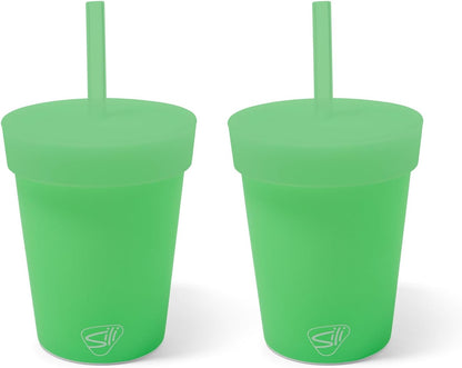 Silipint 8oz Silicone Tumbler with Straw and Lid – Unbreakable, BPA Free, Non-Toxic, Dishwasher, Microwave, Freezer Safe Tumbler Cup – Drinkware for Juice, Smoothies, Coffee (Cool Berry Crush)