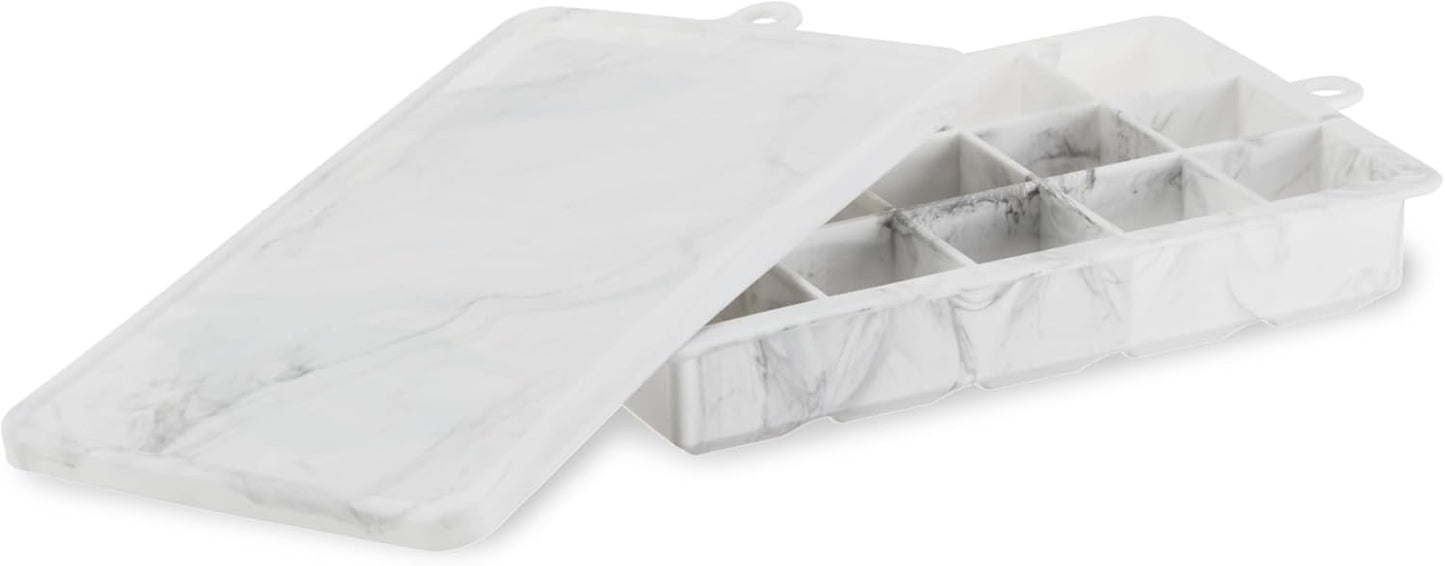 Host Ice Cube Tray, Makes Four 5-Inch Long Cubes, Durable Silicone Trays with Easy Release Design, Perfect for Water Bottles and Highball Glasses, Home Bar Accessories, Set of 1, Marble