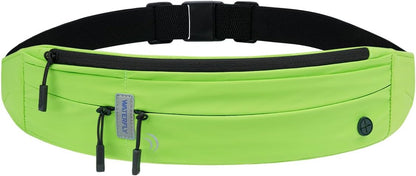 WATERFLY Running Belt Fanny Pack: Runner Marathon Jogging Waist Pack Sport Workout Exercise Fitness Phone Holder Belt for Men Women Jogger Slim Waist Bag Black