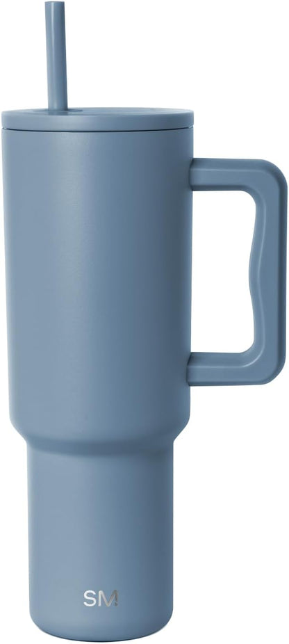 Simple Modern 40 oz Trek Tumbler with Handle and Straw Lid | Cup Holder Friendly Insulated Stainless Steel Travel Mug | Sea Glass Sage - Colors A
