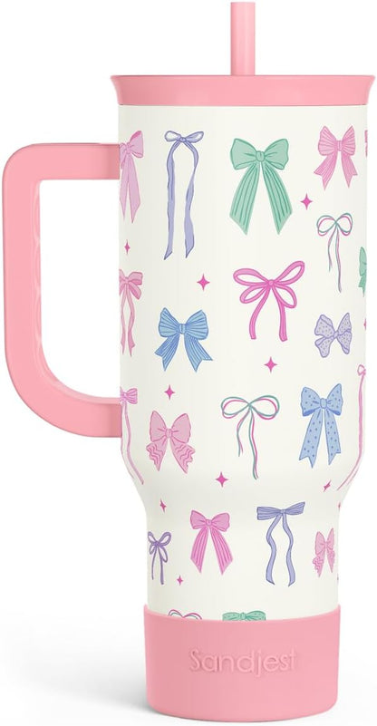 SANDJEST Pickleball 40oz Tumbler With Handle and Straw, Pickleball Queen Insulated Stainless Steel Travel Coffee Mug for Women Girls Players, Gift Idea for Birthday Christmas Mothers Day