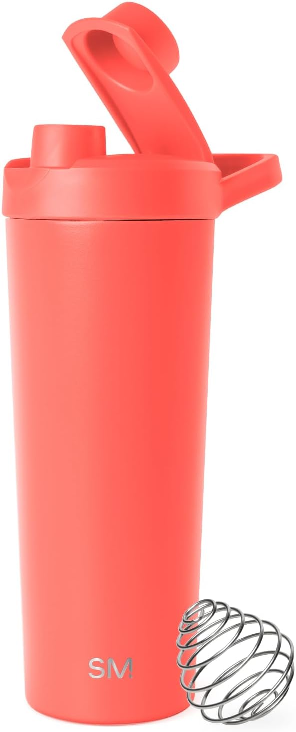Simple Modern Stainless Steel Shaker Bottle with Ball 24oz | Metal Insulated Cup for Protein Mixes, Shakes and Pre Workout | Rally Collection | Almond Birch