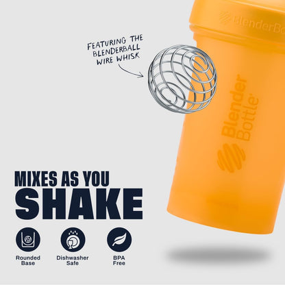 BlenderBottle Classic V2 Shaker Bottle Perfect for Protein Shakes and Pre Workout, 20-Ounce, Clear/Black