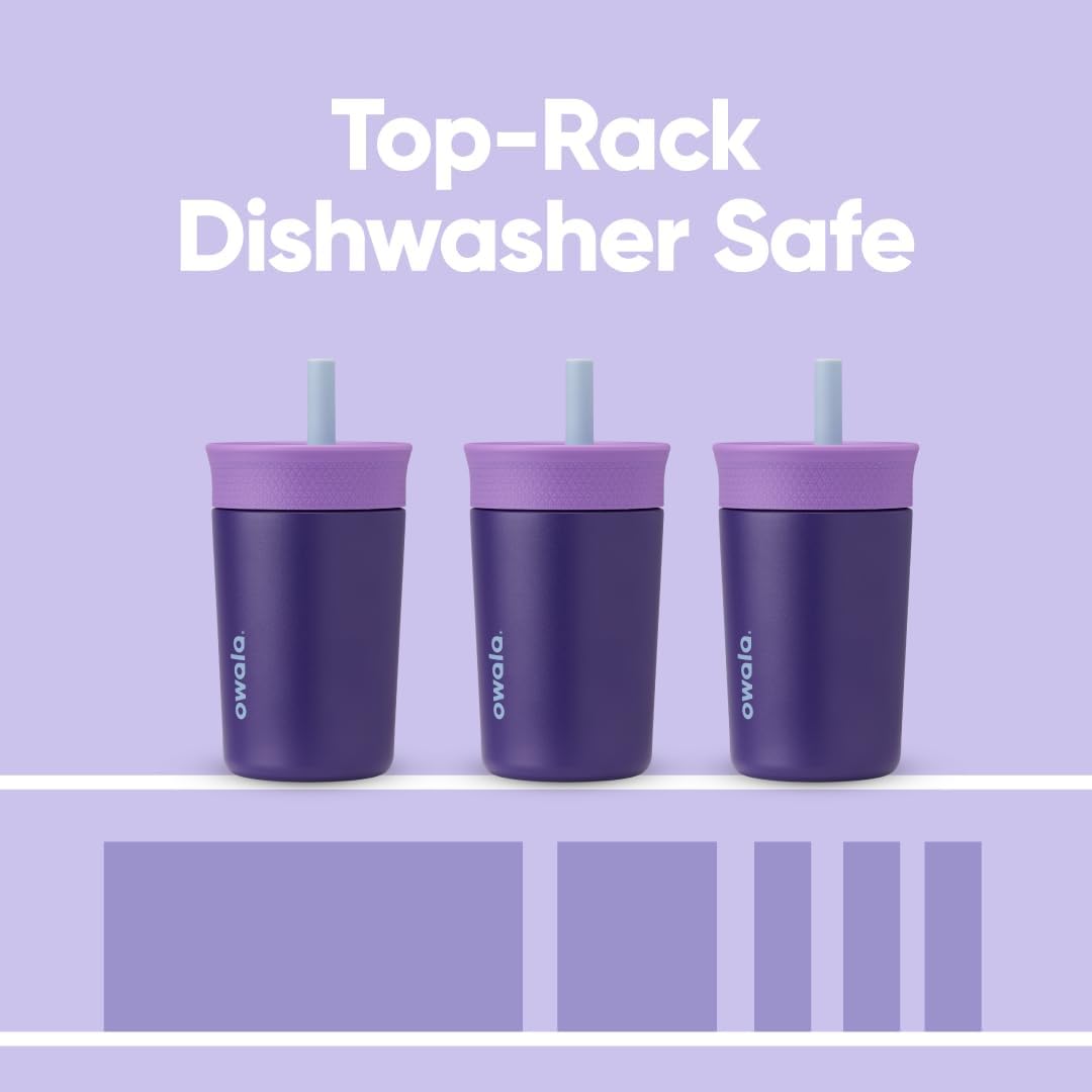 Owala Kids BPA-Free Plastic Tumbler with Spill Resistant Flexible Straw, Easy to Clean, Kids Water Bottle, Great for Travel, Dishwasher Safe, 15 Oz, Skate Park