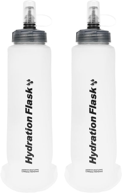 TRIWONDER Handheld Water Bottle for Running, Quick Grip Chill 17 oz Handheld Soft Water Bottle with Hand Strap Hydration Pack, BPA Sport Soft Flask (Blue)