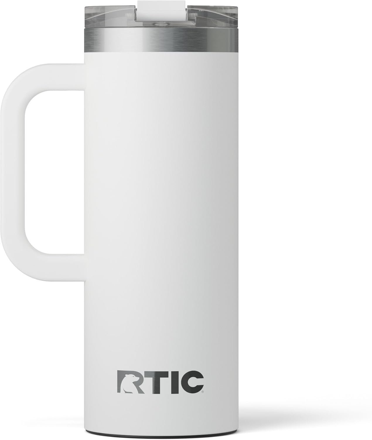 RTIC 20oz Road Trip Travel Mug with Lid and Handle, Ceramic Lined, Insulated, Stainless Steel, Metal, Double Wall Vacuum-Insulation, Portable Coffee, Tea Cup for Hot and Cold Drink, Black