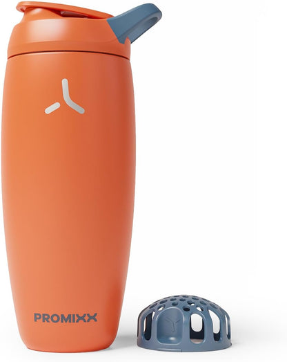 Promixx Pursuit Insulated Shaker Bottle – 18oz Double-Wall Stainless Steel Protein Mixer with Snap-Fit Agitator for Smooth Ice-Cold Shakes – Leak-Proof Gym Shaker Cup for Fitness – Midnight Blue
