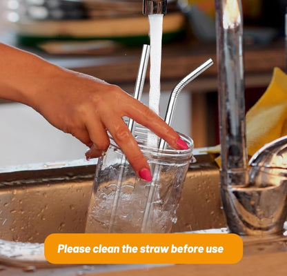 VEHHE Metal Straws Stainless Steel Straws Drinking Straws Reusable - 10.5" Ultra Long 4 + 1 - W/Cleaning Brush for 20/30 Oz for Yeti RTIC SIC Ozark Trail Tumblers (2 Straight|2 Bent|1 Brush)