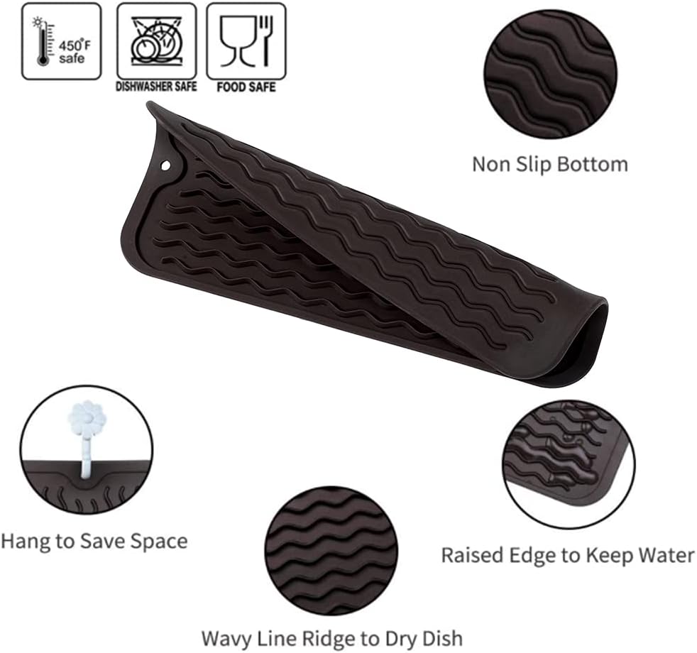 MicoYang Silicone Dish Drying Mat for Multiple Usage,Easy clean,Eco-friendly,Heat-resistant Silicone Mat for Kitchen Counter,Sink,Bar,Bottle,or Cup Green M 17 inches x 6 inches