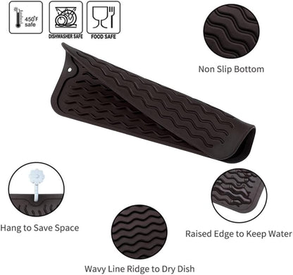 MicoYang Silicone Dish Drying Mat for Multiple Usage,Easy clean,Eco-friendly,Heat-resistant Silicone Mat for Kitchen Counter,Sink,Bar,Bottle,or Cup Green M 17 inches x 6 inches