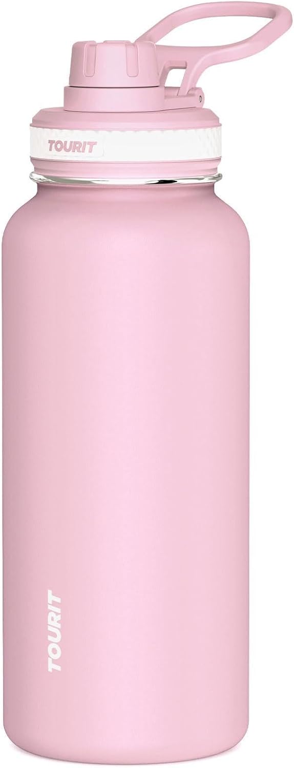 TOURIT 24 oz Insulated Water Bottle, Stainless Steel Water Bottles With Handle, Double-Wall Vacuum Sports Water Bottle, BPA Free Leakproof Water Bottle, Black