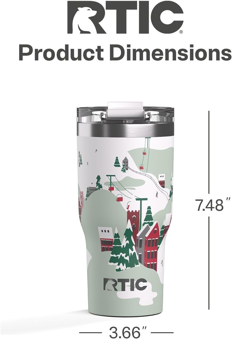RTIC 20oz Essential Tumbler with Lid, Ceramic Lined, Insulated, Stainless Steel, Metal, Double Wall Vacuum-Insulation, Travel Cup for Iced Coffee, Tea, Hot and Cold Drink, Graphite