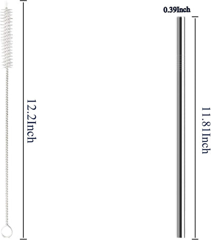 6 Pack Stainless Steel Straw Replacement 40 oz and 30ozfor Stanley Tumbler，6 Straight Reusable Straws with 2 Cleaning Brush Compatible with Stanley 40oz Stanley Cup Tumbler