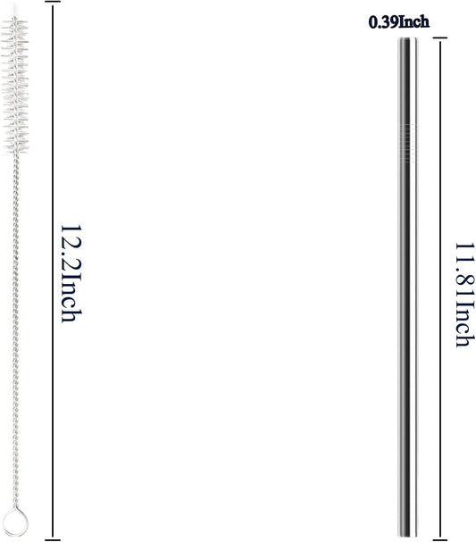 6 Pack Stainless Steel Straw Replacement 40 oz and 30ozfor Stanley Tumbler，6 Straight Reusable Straws with 2 Cleaning Brush Compatible with Stanley 40oz Stanley Cup Tumbler