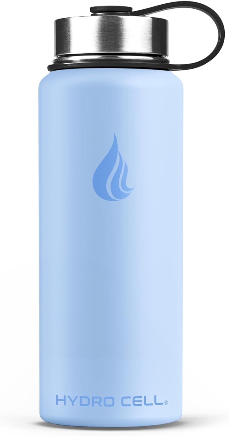 HYDRO CELL Stainless Steel Insulated Water Bottle with Straw - For Cold & Hot Drinks - Metal Vacuum Flask with Screw Cap and Modern Leakproof Sport Thermos for Adults (Neon 18oz)