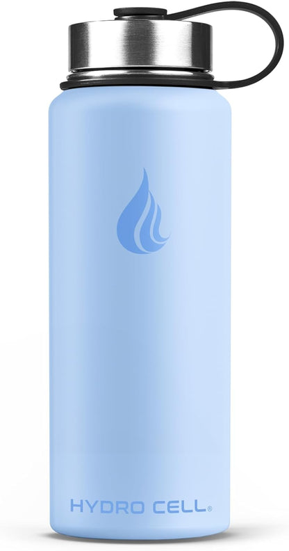 HYDRO CELL Stainless Steel Insulated Water Bottle with Straw - For Cold & Hot Drinks - Metal Vacuum Flask with Screw Cap and Modern Leakproof Sport Thermos for Adults (Neon 18oz)