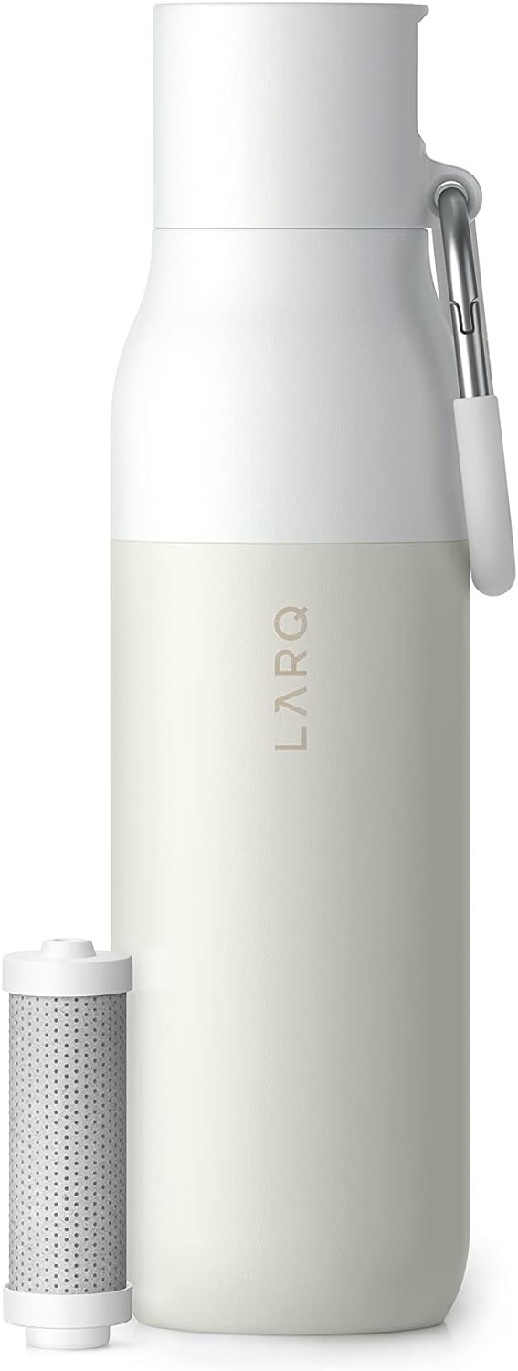 LARQ Bottle Filtered – Insulated Stainless Steel Water Bottle with Filter Straw, Removes Chlorine, PFAS Lead, BPA-Free Leak Proof Flip Top, 24h Cold for Travel Gym Office, 25 oz, Obsidian Black